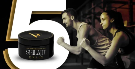 A fit man and woman training together with premium quality Shilajit resin, symbolizing enhanced energy and endurance.