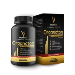 Organoton Capsules For Men 3 Himalayan Vitals Organoton dietary supplement bottle with packaging, designed for men’s energy, cognitive support, testosterone boost, and immune health.